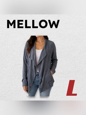 🇨🇦👍GUC MELOW | L | Casual chic Urban Chambray Asymmetrical lightweight jacket